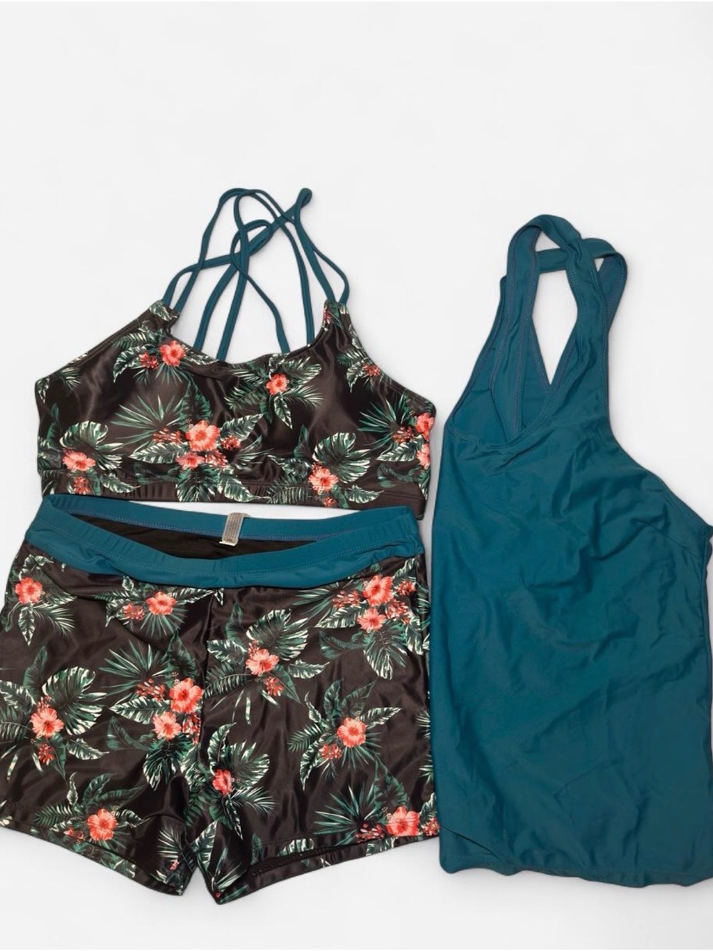 Holipick Tropical Floral 3-Piece Tankini Swimsuit Set NWT Size L - Picture 1 of 8